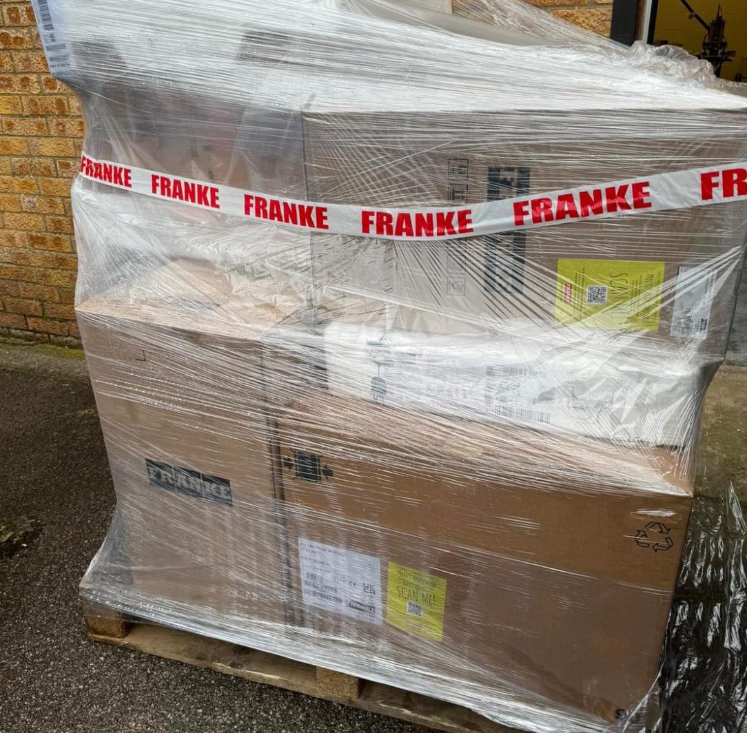 Very excited to get this delivery from @franke_group unpacked and into our brand new showroom. #kitchendisplay #kitchen #kitchendesign #kitchenshowroom