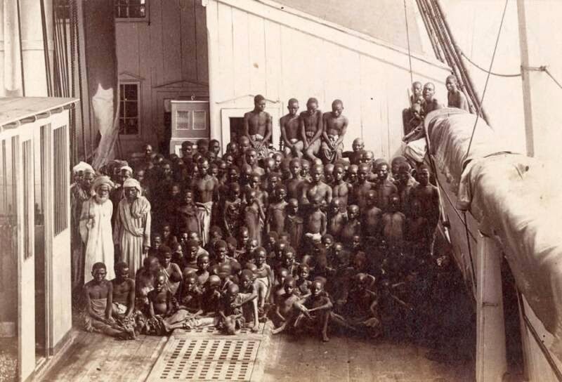 4. To show that whites weren't the only enslavers of blacks, here's a photo of Arab slave traders with their slave cargo in the late 19th Century. The Arab slave trade of Africans rivaled the North Atlantic slave trade, but receives less scorn.