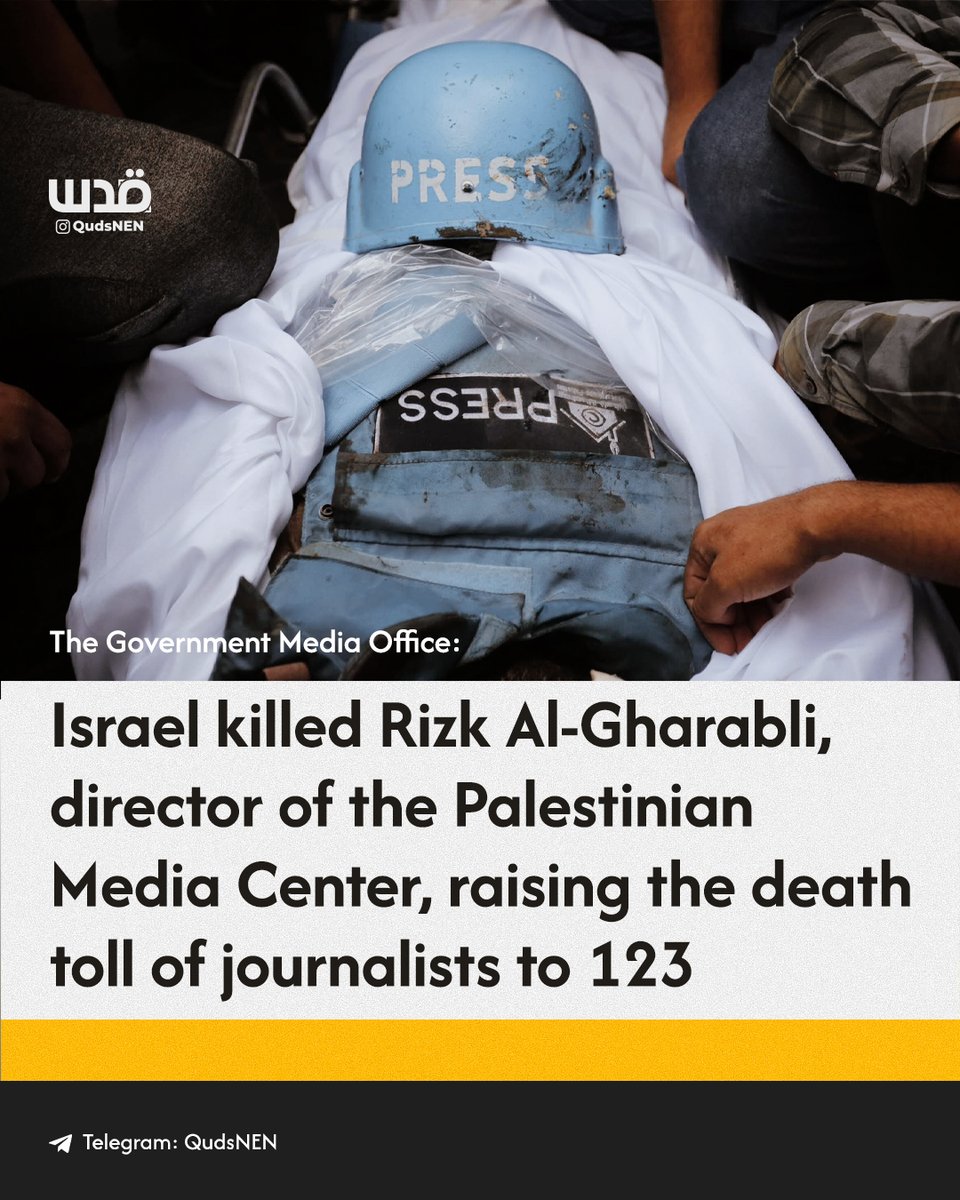 "lSRL membunuh jurnalis rizk al-Gharabli, pembunuhan berat terhadap jurnalis sudah mencapai 123 korban."

💔💔💔💔💔 AYO KEEP TALKING ABOUT THEM JANGAN BUAT BERITA MEREKA SIA SIA 💔💔 💚