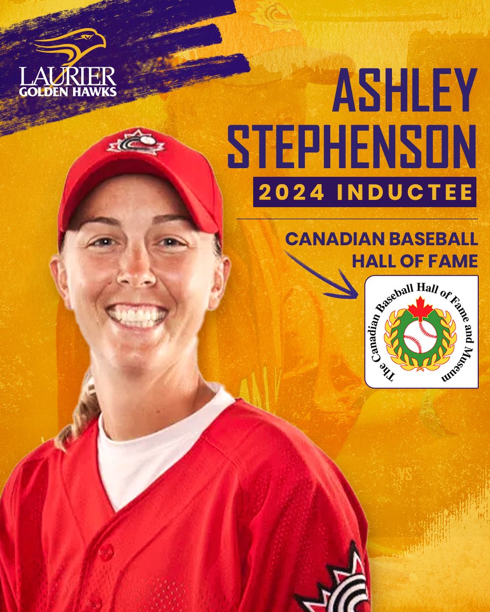 On the walls of the hall of fame. 

Congratulations to Golden Hawks legend Ashley Stephenson on being among six inductees for the <a href="/CDNBaseballHOF/">Canadian Baseball Hall of Fame and Museum 🇨🇦⚾️</a>'s class of 2024! 👏👏

📰 Story: tinyurl.com/22gbof75

#SoarAbove