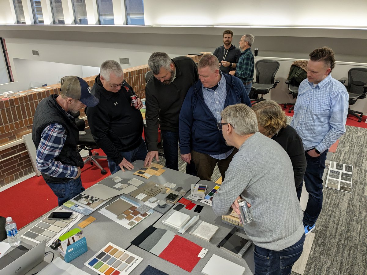 Arlington Local Schools representatives finalized interior design choices at the Fanning Howey Celina office. A core project meeting, including Ohio Facilities Construction Commission (OFCC) members, also occurred. Excited to see this project come to life!