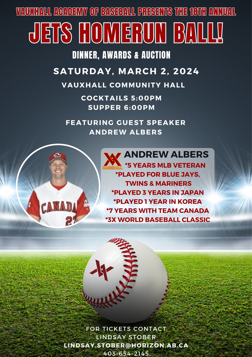 3 1/2 weeks until our 18th Annual Awards/Scholarship fundraising dinner!  Get your tickets by contacting the office. <a href="/ABDugoutStories/">ABDugoutStories</a> <a href="/CDNBaseballNet/">The Canadian Baseball Network</a>