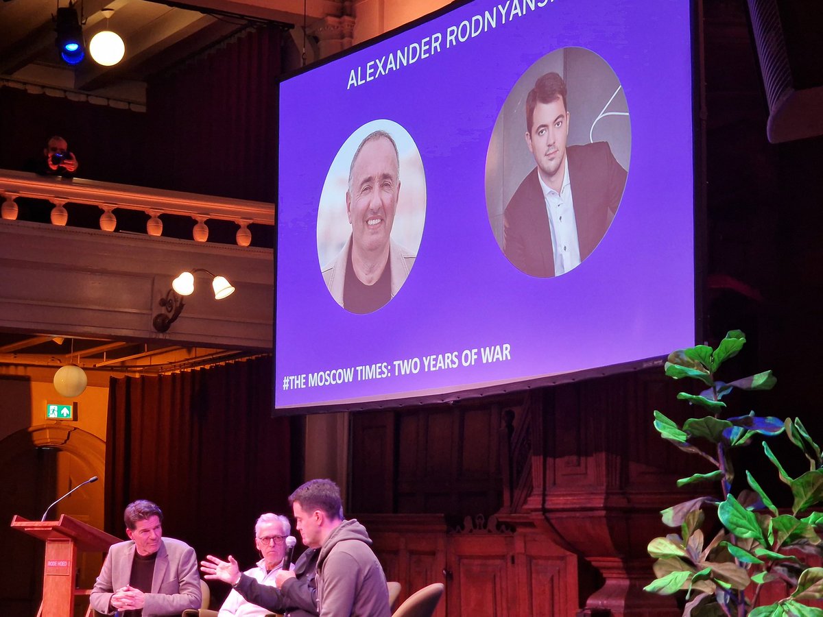 sevslv's tweet photo. Alexander #Rodnyansky, joined by his son @arodnyansky & by @derksauer at the @MoscowTimes event "Two Years of War": #Putin is not fighting for 🇺🇦 territories as such; he is fighting against the post-WWII international order and against what he perceives as the US-dominated world. https://t.co/2vaTrsGHNe