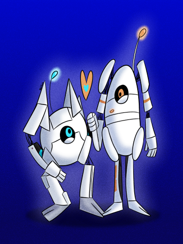m64fan's tweet photo. I was commissioned by a friend of mine to draw Atlas and P-Body from Portal 2 holding hands. #portal #portal2 #atlasandpbody #cootp #portalfanart #fanart #digitalart #drawing #illustration #cartoon #commission https://t.co/wcfjKQAqkj