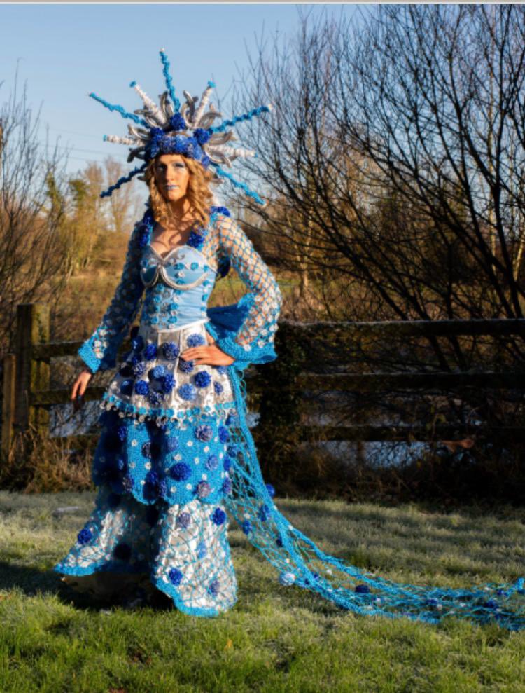 The Ursuline’s 8th entry in 2024 Junk Kouture is Race to the Finish. Anna, Sophie & Julia have fashioned a Lady Liberty style dress & diadem from silks, saddles, horseshoes & rosettes, influenced by the success of jockey Rachel Blackmore. #ursulinethurles #jk24 #junkkouture2024