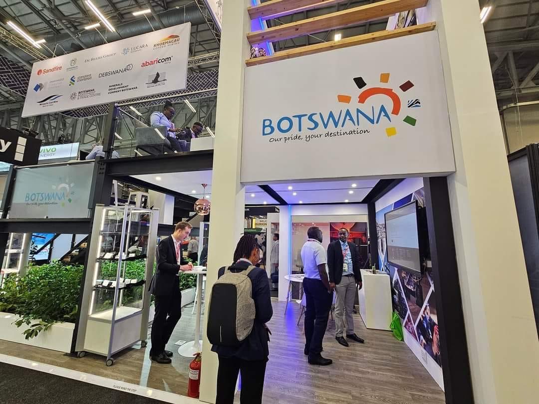 BOTSA_Pretoria's tweet photo. This morning, 6 February 2024, the High Commissioner Dr. Sanji Monageng accompanied Honourable Lefoko Moagi, the Minister of Minerals and Energy and visited the Botswana Booth. https://t.co/oI8bZNTcOe