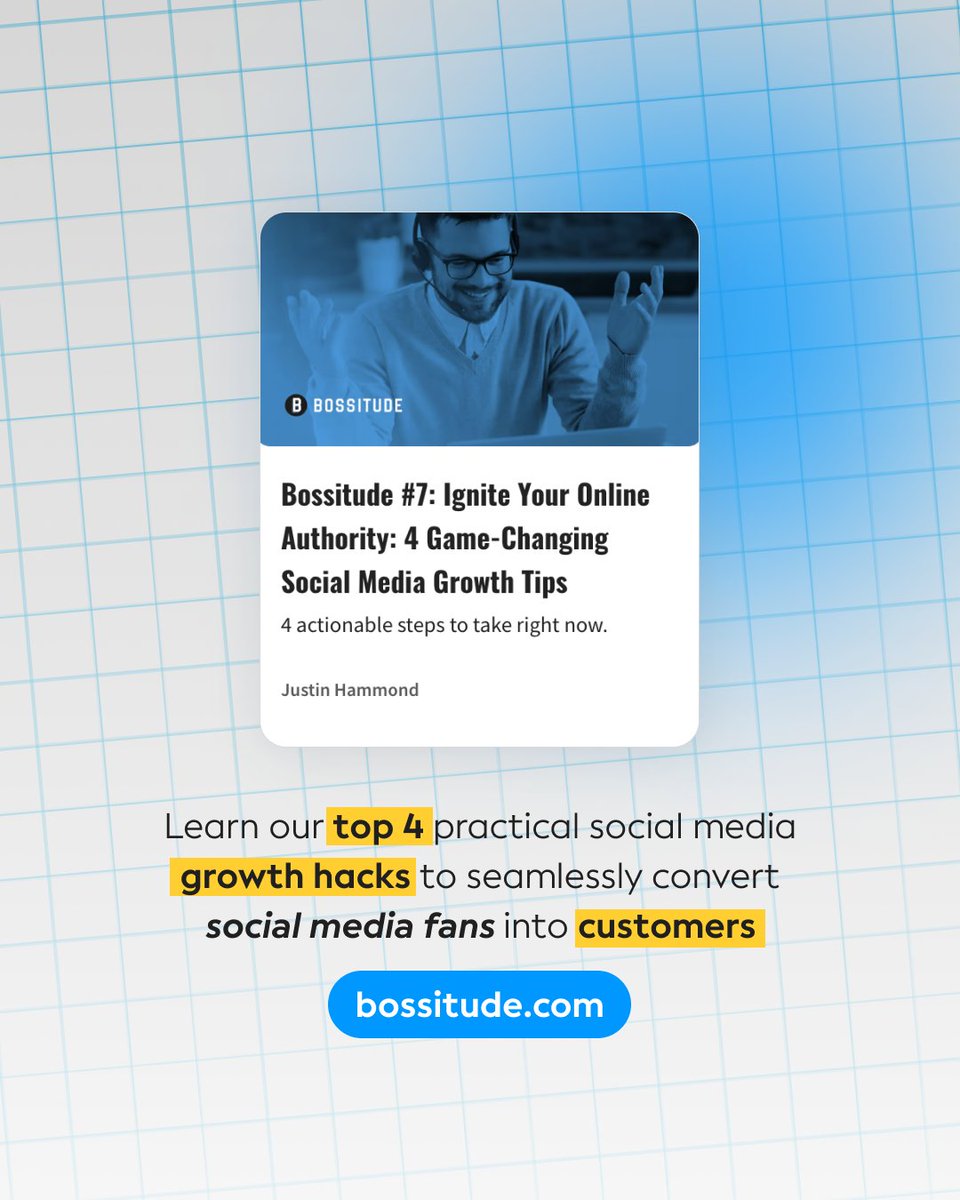 Dive into our latest newsletter, where we unveil 4 game-changing social media growth tips that'll have you dominating the digital space! 💡

Subscribe to Bossitude.com now for your weekly dose of business brilliance! 📈✨

 #SocialMediaMarketing #GrowthHacks