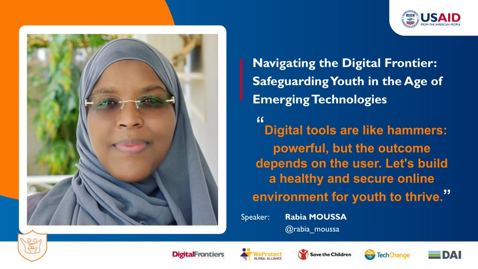 Excited to share insights from the panel on 'Navigating the Digital Frontier: Safeguarding Youth in the Age of Emerging Technologies' co-animated with @lourwana  today at @USAID's Virtual Symposium. Let's work together to protect children and #youth from #DigitalHarm.