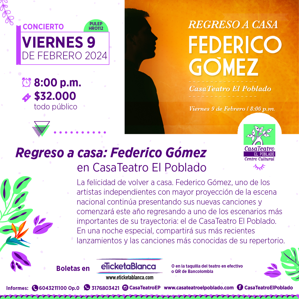 La buena música se toma nuestra Casa...

Boletas aquí: eticketablanca.com/evento/regreso…