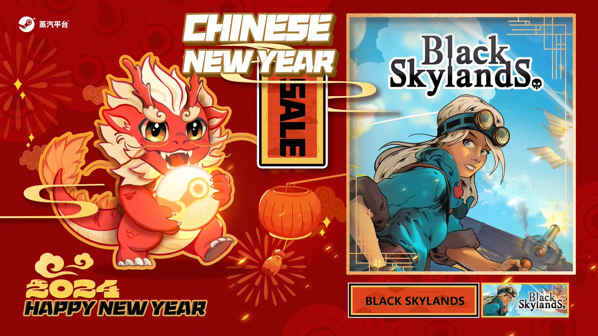Explore a world above the clouds ⛅️ 
#BlackSkylands is 50% off on #Steam! 🎆

⚓️ Captain your airship as Eva
🧭 Engage in epic aerial battles
🔫 Tackle your enemies on land
🛠️ Upgrade your weapons and ship

store.steampowered.com/app/1143810/Bl…

#indiegame #indiedev #pixelart #steampunk