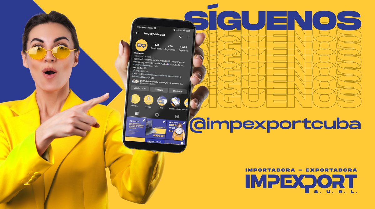 Cubaimpexport's tweet photo. En #Instagram📲🖥 nos identificas por @impexportcuba🇨🇺➡️🌍⬅️. Súmate y ayuda a superarnos como parte de nuestra #ComunidadVirtual😉
.
.
.
👉🔗https://t.co/IfCOjCyqTP
.
.
.
#ImpexportCuba🇨🇺➡️🌍⬅️ #CubaImporta 
#RedesSociales👇 https://t.co/05ZNOs0ZhM