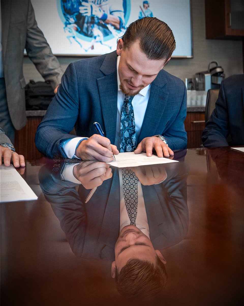 One picture, two photos. 2019 <a href="/BwittJr/">Bobby Witt Jr</a> in the reflection, and 2024 above the table. The <a href="/Royals/">Kansas City Royals</a> have twice signed one heck of a ballplayer and even better human. Kansas City has a cornerstone piece to carry the team in to the future. Excited to photograph where this team goes.