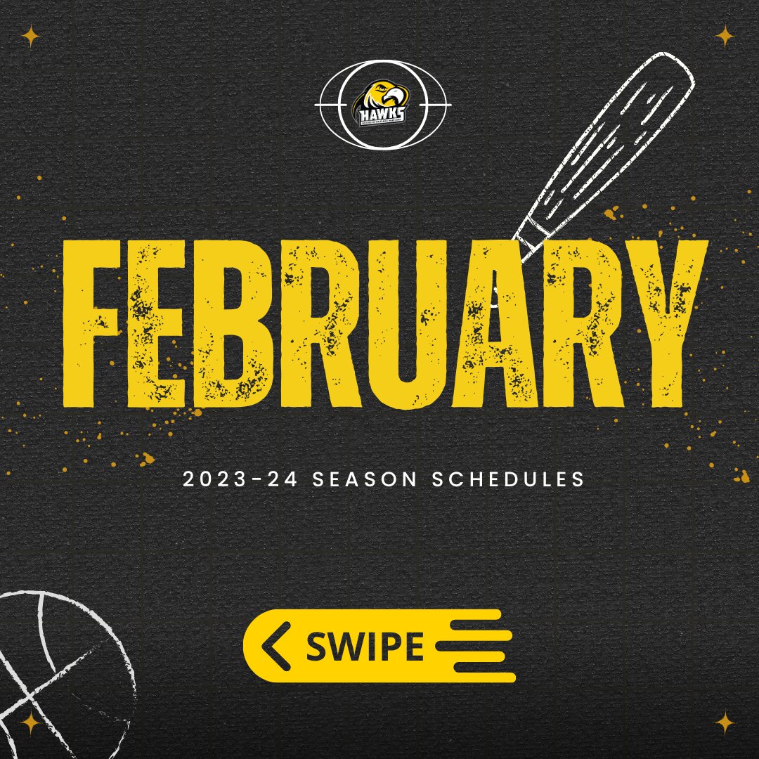 CSMHawksATH's tweet photo. The official February 2023-24 schedule of the CSM Hawks. π¦
π
#CSMHawksMBB #CSMHawksWBB #CSMHawksBaseball https://t.co/tqtilu5N5B