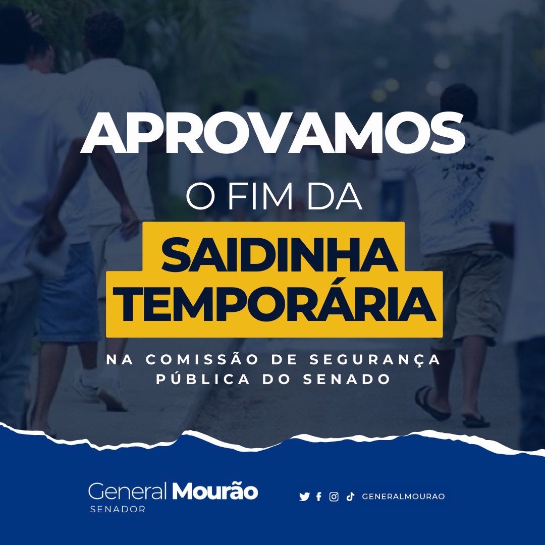 GeneralMourao's tweet photo. Hoje, na Comissão de Segurança Pública (CSP), aprovamos o projeto de lei (PL) 2.253/2022 que acaba com o benefício da saída temporária para presos condenados. https://t.co/5anrTZVmQt