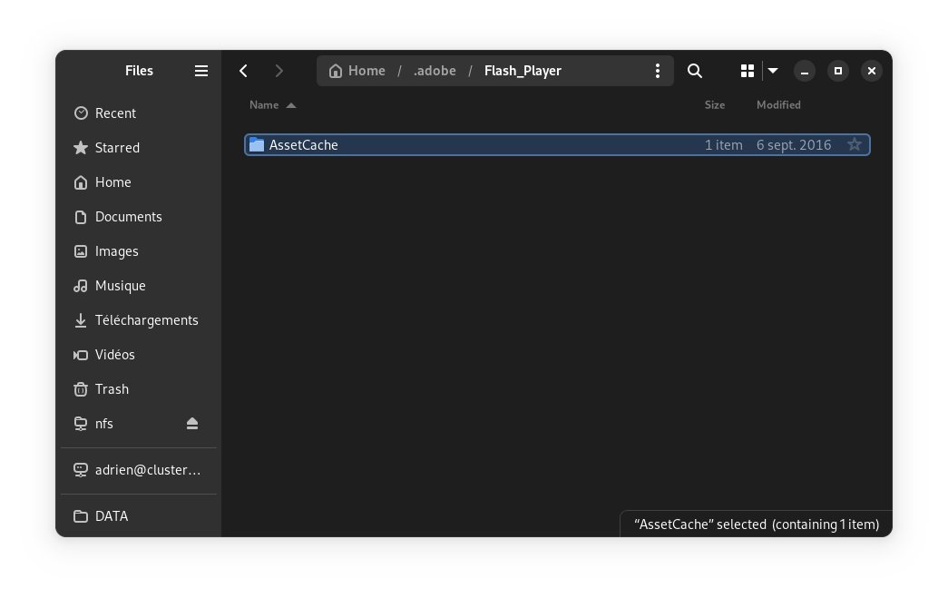 _adriend_'s tweet photo. Le problème de garder son /home depuis 2012 ... il y a des résidus de config d'Adobe #FlashPlayer :D
Faudrait vraiment que je fasse du ménage dans mon /home ! https://t.co/BfpU9e5WlM