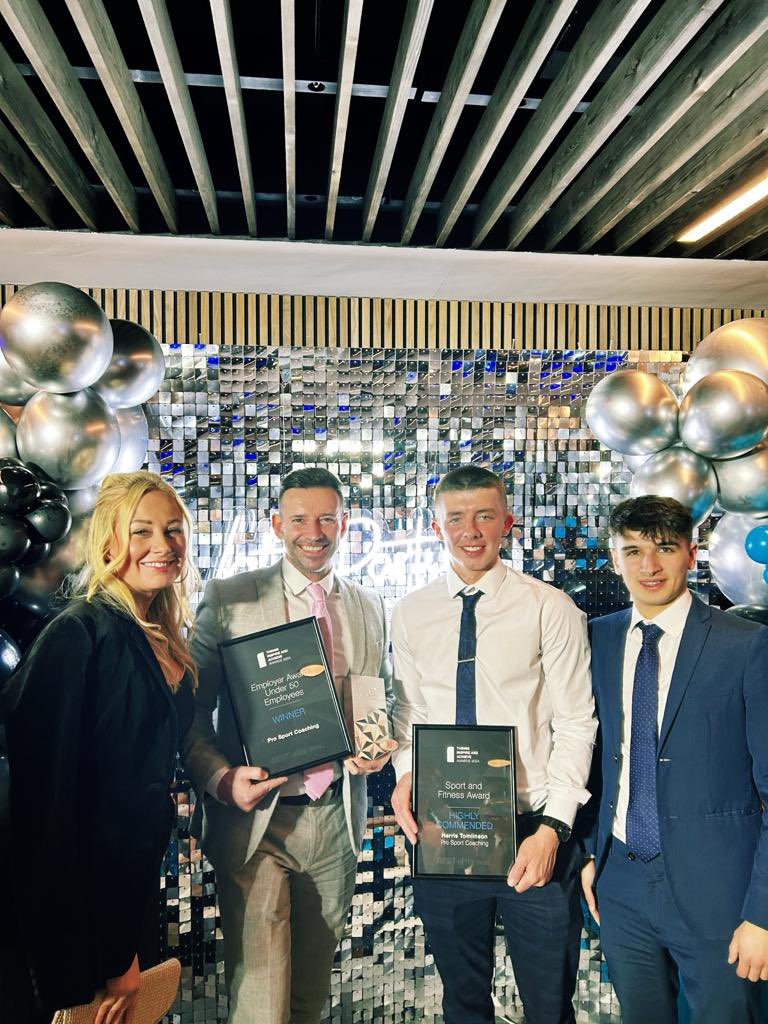 prosportcoachin's tweet photo. We attended the Themis Inspire and Achieve Awards last week and were thrilled to win the Employer Award 🤩

Well done to our own Harris Tomlinson, who was nominated for the Sport &amp; Fitness Award and awarded Highly Commended 👏🏼. A huge credit to his hard work.

@burnleysocial https://t.co/j6tOTL66Qc
