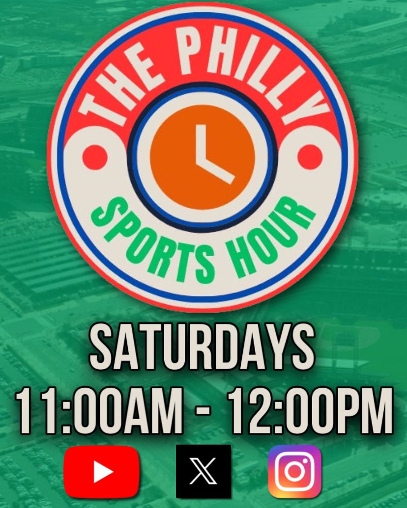 PhlySprtsReprts's tweet photo. We are thrilled to announce our new podcast, the Philly Sports Hour!

@BGoldsteinPSR will have a guest on every Saturday from 11:00am-12:00pm live on YouTube, X (Twitter), and Instagram. If you miss the live, you can listen on all podcasts apps after the stream ends. https://t.co/LcjGBl0xXE
