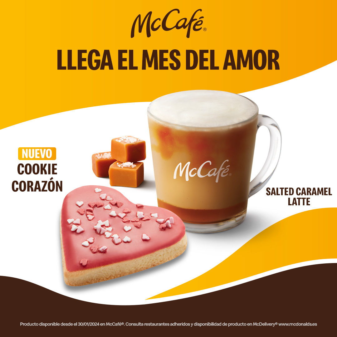 McDGranada's tweet photo. Acompañar un Cookie Corazón 🩷 con un delicioso Salted Caramel Latte ☕ es la mejor primera cita que se me puede ocurrir 💕

#McDGranada #McDonalds #Granada #McCafe #SanValentin https://t.co/c8z9lcmjPa