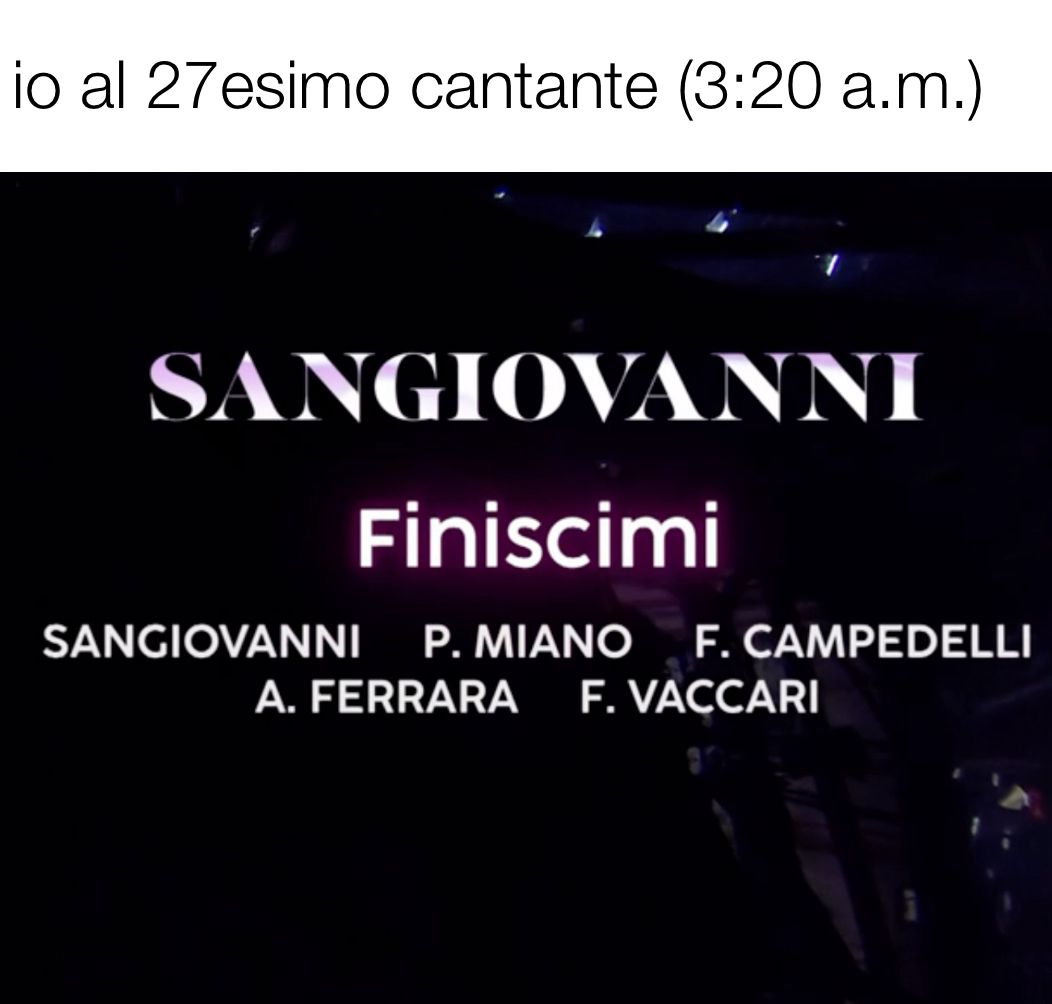 Questo meme lo apprezzerete di più fra 6 ore
#Sanremo2024