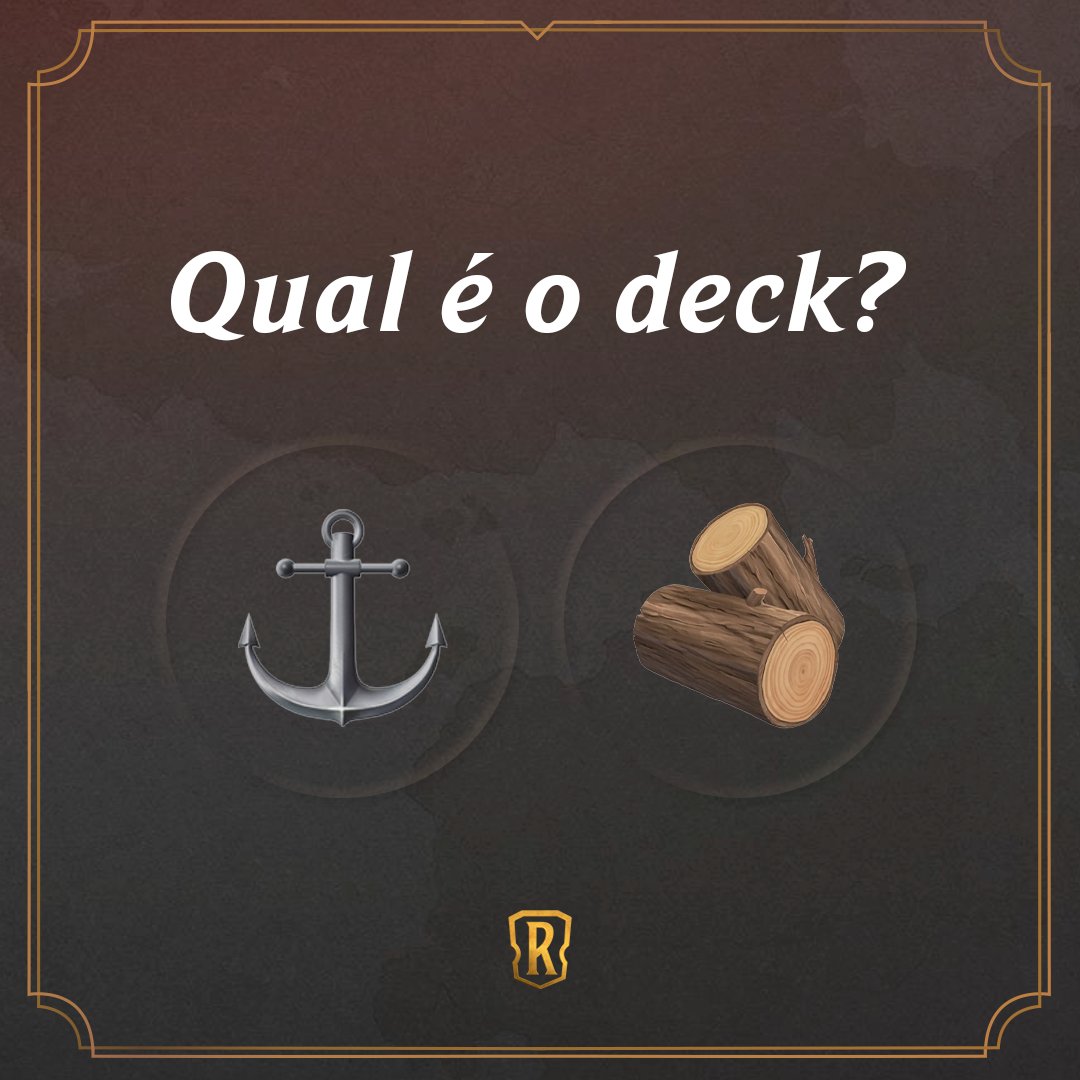 Dos decks icônicos do LOR, como você descreveria o seu favorito? Apenas com emojis, hein? Vamos ver se a galera adivinha.