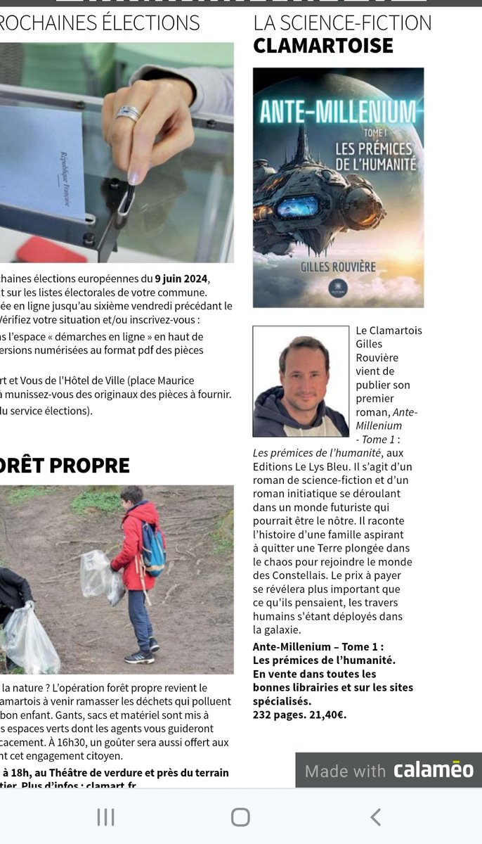 Merci <a href="/VilleDeClamart/">Ville de Clamart</a> pour cette parution dans la revue de Clamart !
#sciencefiction #sf #livre