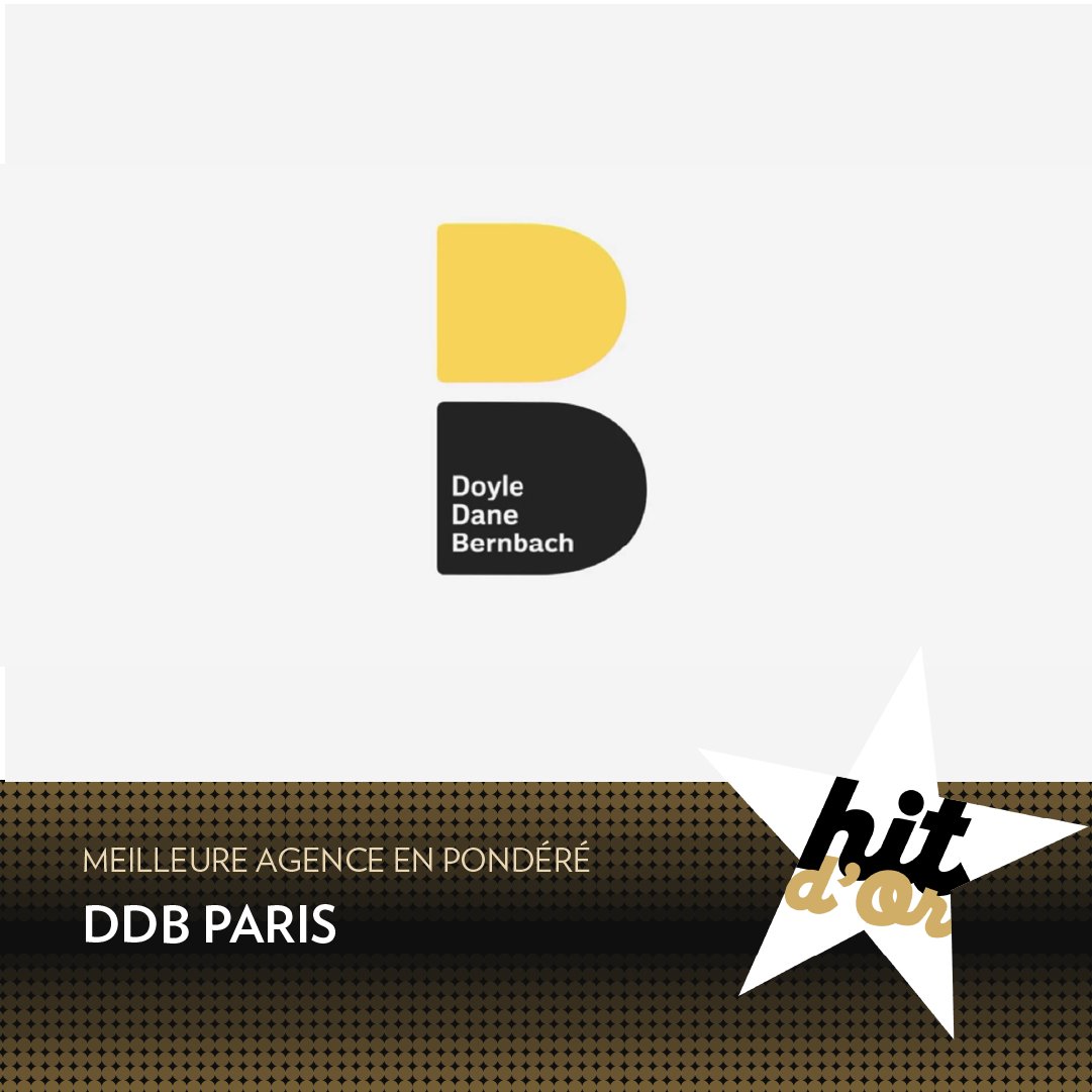★#HitsdOr2024★ Le prix de la meilleure agence en pondéré est attribué à @DDBParis !