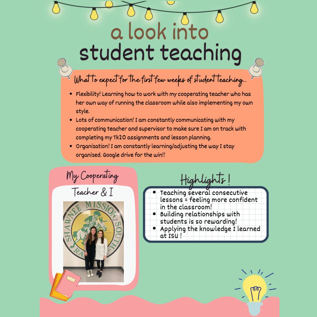 HDFS_iastate's tweet photo. Julia Howe is currently student teaching Family &amp; Consumer Sciences at Shawnee Mission South in Overland Park, KS. Here are some tips on student teaching from Juila! #HDFSproud #studentteaching #fun https://t.co/nhKSvKYHQg