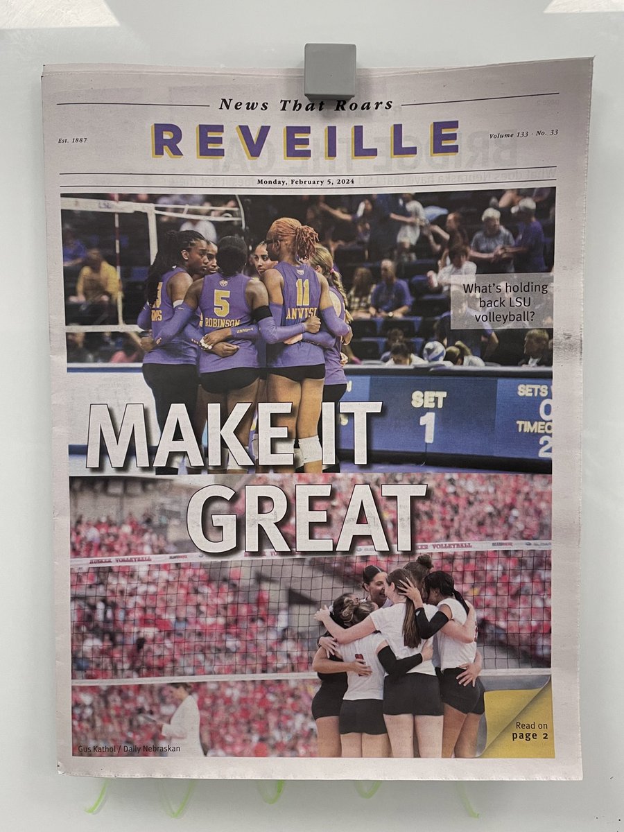 Grab the latest @lsureveille for my newest!

A comparison of #LSU and #Nebraska volleyball, how to get on the Cornhusker’s level, some words from my talk with their former head coach Terry Pettit, and much more.

Definitely my proudest story to date. 

#NCAAWVB #HuskerVB #LSUVB