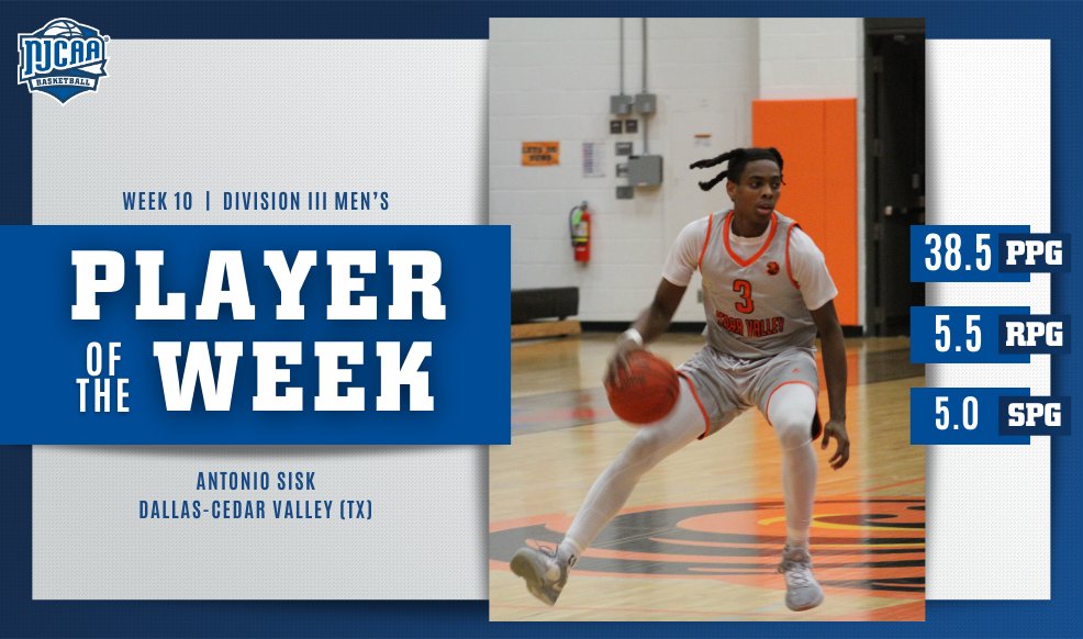 🎮 Video Game Numbers!

<a href="/CedarValleySuns/">Dallas College Cedar Valley Athletics</a> guard Antonio Sisk was on fire this week and is the #NJCAABasketball DIII Men's Player of the Week!

Sisk scored a career-high 42 points in one game and followed it with a 35-point showing against No. 7 Dallas-Richland.

#NJCAAPOTW