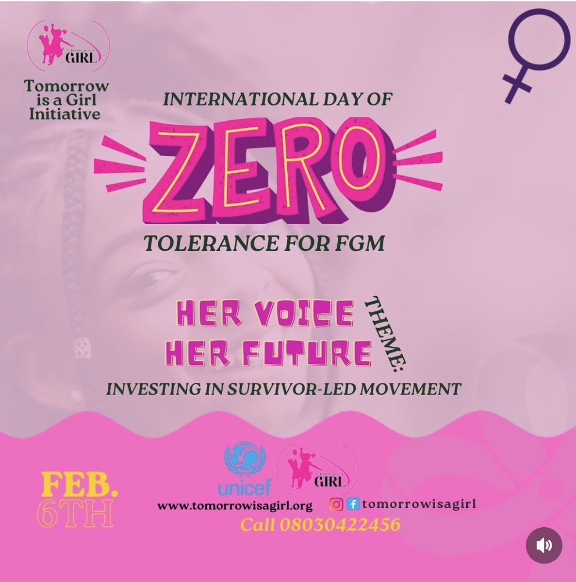 6/2/24
Today
I walk for every survivor of FGM
I walk for every young girl who is subjected to FGM against her will.
I walk against every community where a girl needs to be mutilated to be accepted.
I walk that every girl child be protected.

#hervoice 
#herfuture
#tomorrowisagirl