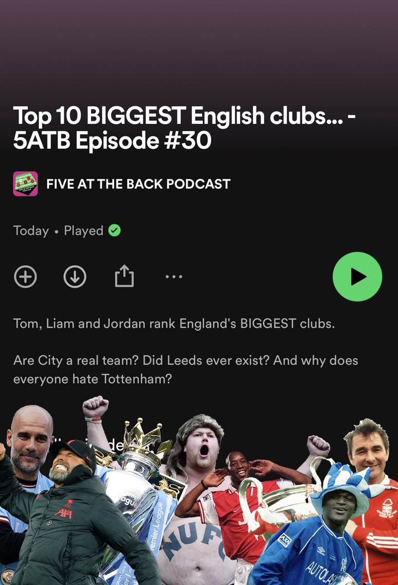 🚨 NEW EPISODE 🚨

Ranking England’s BIGGEST clubs 🏴󠁧󠁢󠁥󠁮󠁧󠁿

From Liverpool to Leeds, Notts County to Newcastle ⚽️

#footballpodcast #footballpod #premierleague 

open.spotify.com/episode/6gawNu…