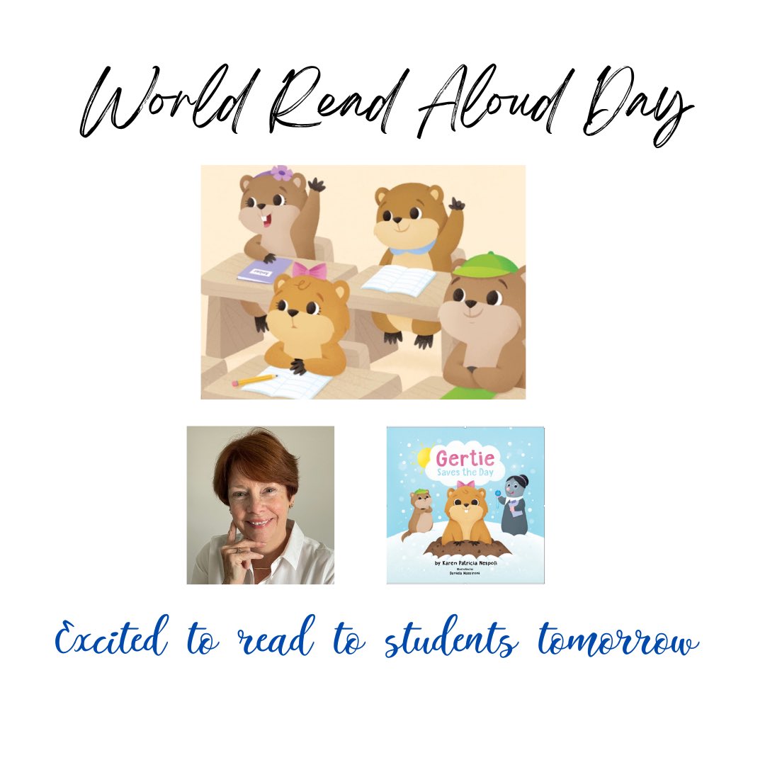 Looking forward to meeting students and sharing Gertie Saves the Day. #WorldReadAloudDay #reading #literacy #books #authors #sharingourstories