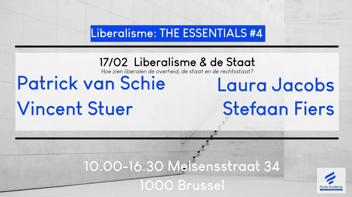 FeniksAcademie's tweet photo. Op #theessentials4 op zaterdag 17/2 brengen we lezingen over de rol van de staat binnen de liberale politiek-filosofische traditie met diverse sprekers uit de politiek, middenveld/praktijk en de academische wereld. Info &amp; inschrijven 👇 https://t.co/RfhxOLSQ3l https://t.co/LLeWGW8lfR