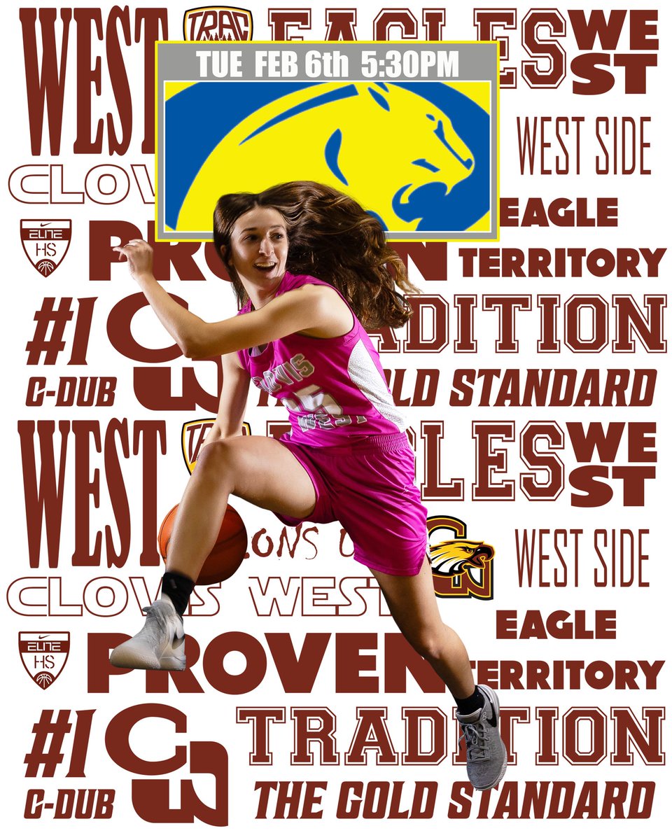CWGirlsBball's tweet photo. Game 9️⃣ of TRAC tonight and we are back on the road to take on the Cougars!

Clovis West vs Clovis 
@ClovisHigh

Varsity 5:30
JV 4:00 

#TalonsUp https://t.co/BR2KcQZSGO