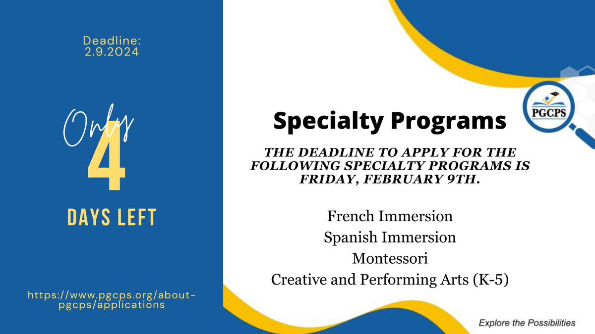 The Specialty Programs lottery closes this Friday, February 9th. Apply today at pgcpsmdc.scriborder.com