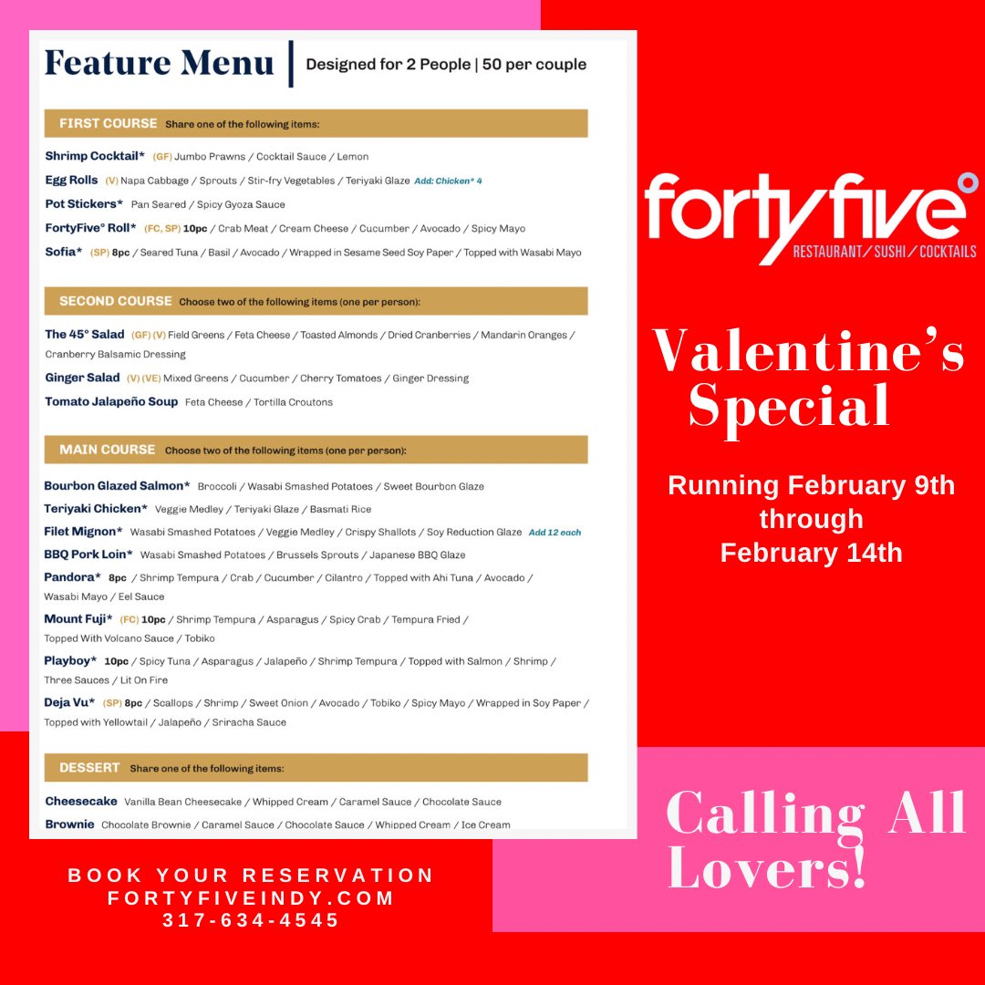 It’s that time of year again.😱 We are running our 4 course Feature menu starting at just $50 per couple starting this Friday and running till Valentines Day❤️. So make your reservations now… Don’t wait till the last minute. 😉