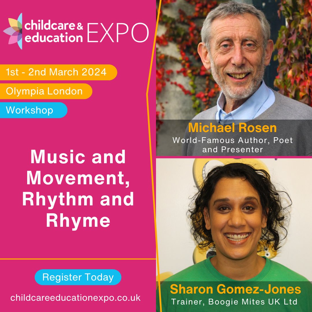 Have YOU secured your FREE tickets to the <a href="/childcareedexpo/">Childcare & Education Expo</a> yet?
With just over 3 weeks to go, don't miss out a fabulous weekend!   Come and join our interactive workshop with best-loved author, <a href="/MichaelRosenYes/">Michael Rosen 💙💙🎓🎓 NICE 爷爷</a>, on 2nd March at 12:15.
DON'T MISS OUT - bit.ly/47Mw3ti