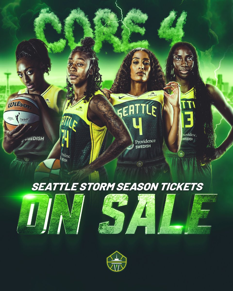 seattlestorm's tweet image. WE ARE SOOO BACK ⛈️⛈️⛈️⛈️

See Jewell, Skylar, Nneka, Ezi and the Storm at @ClimateArena all summer long! 🔥

Get season tickets 🎟️👇
bit.ly/joinstorm360