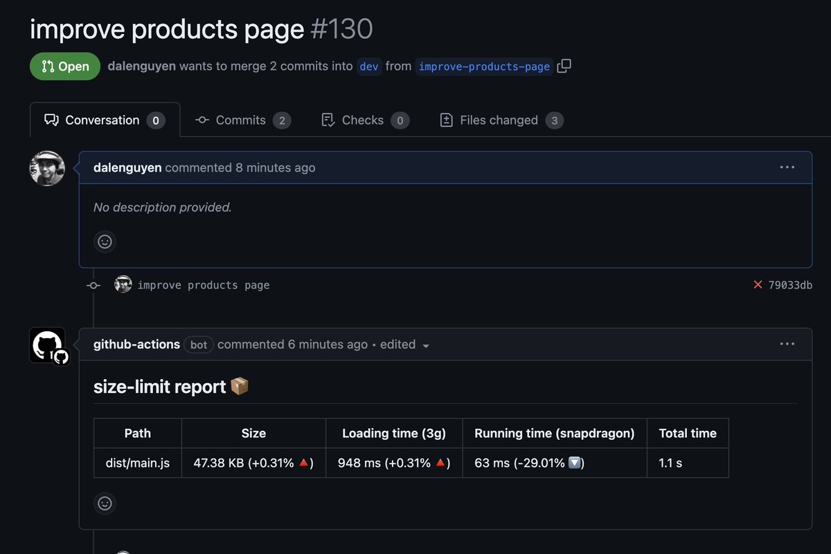 dale_nguyen's tweet image. To ensure optimal page performance, consider these two methods:

- Control size thresholds with Angular budgets.
- Utilize size-limit in GitHub Actions.

By implementing them, you can prevent your features or changes from negatively impacting the performance of your web pages.