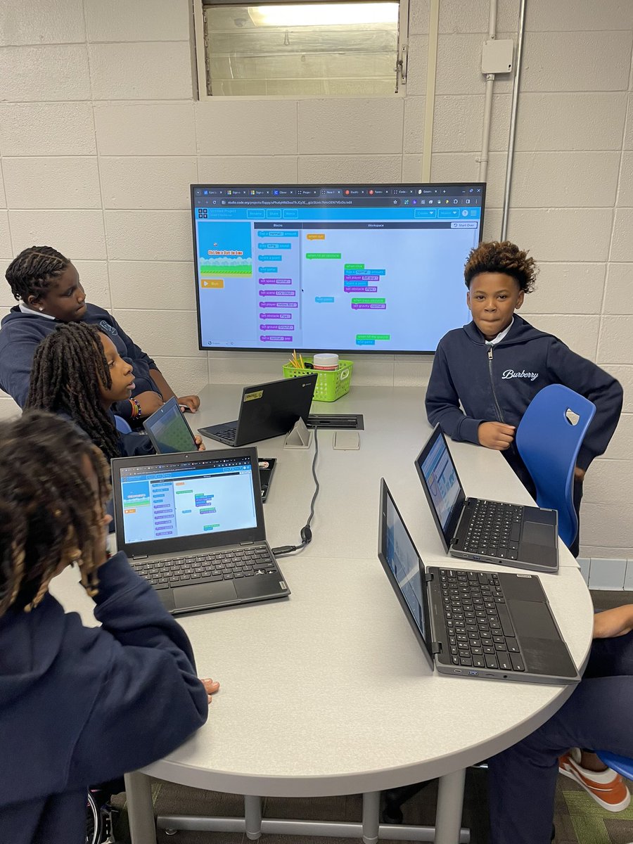 ArielWHolloway1's tweet image. Our Robotics Club members used the Collab Lab to share the lines of code they wrote today. #collablab