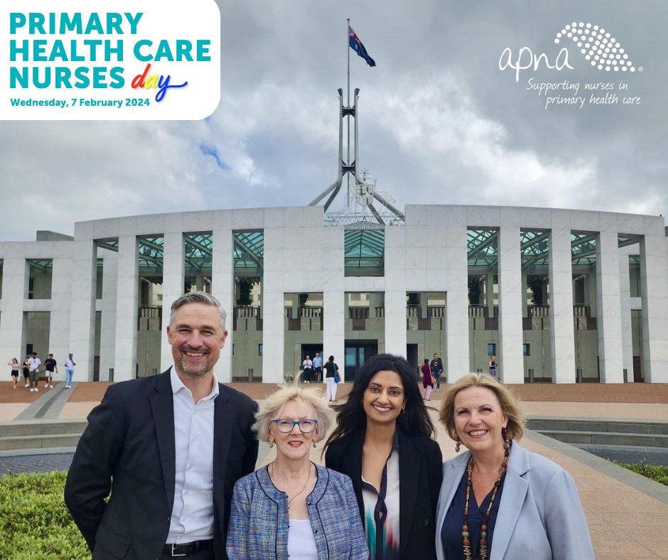 Happy Primary Health Care #Nurses Day!

APNA is at the Federal Parliament House, Canberra to fly the #primaryhealthcare #nursing flag in meetings with Ministers and influential MPs. You can follow 📢 along on social media by following #PHCNday. <a href="/griffinscircus/">Ken Griffin</a> <a href="/KarenBooth43/">Karen Booth</a>