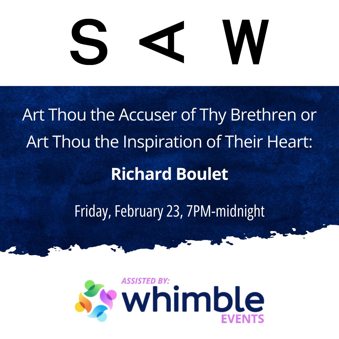 WhimbleCare's tweet photo. Join us at the @SAW_Centre on February 23rd from 7 p.m. to midnight for an incredible exhibition featuring the talented Edmonton-based artist Richard Boulet, along with performances by @BuckoArt and Osita. 🎶🎨 https://t.co/bDhi3Adl21