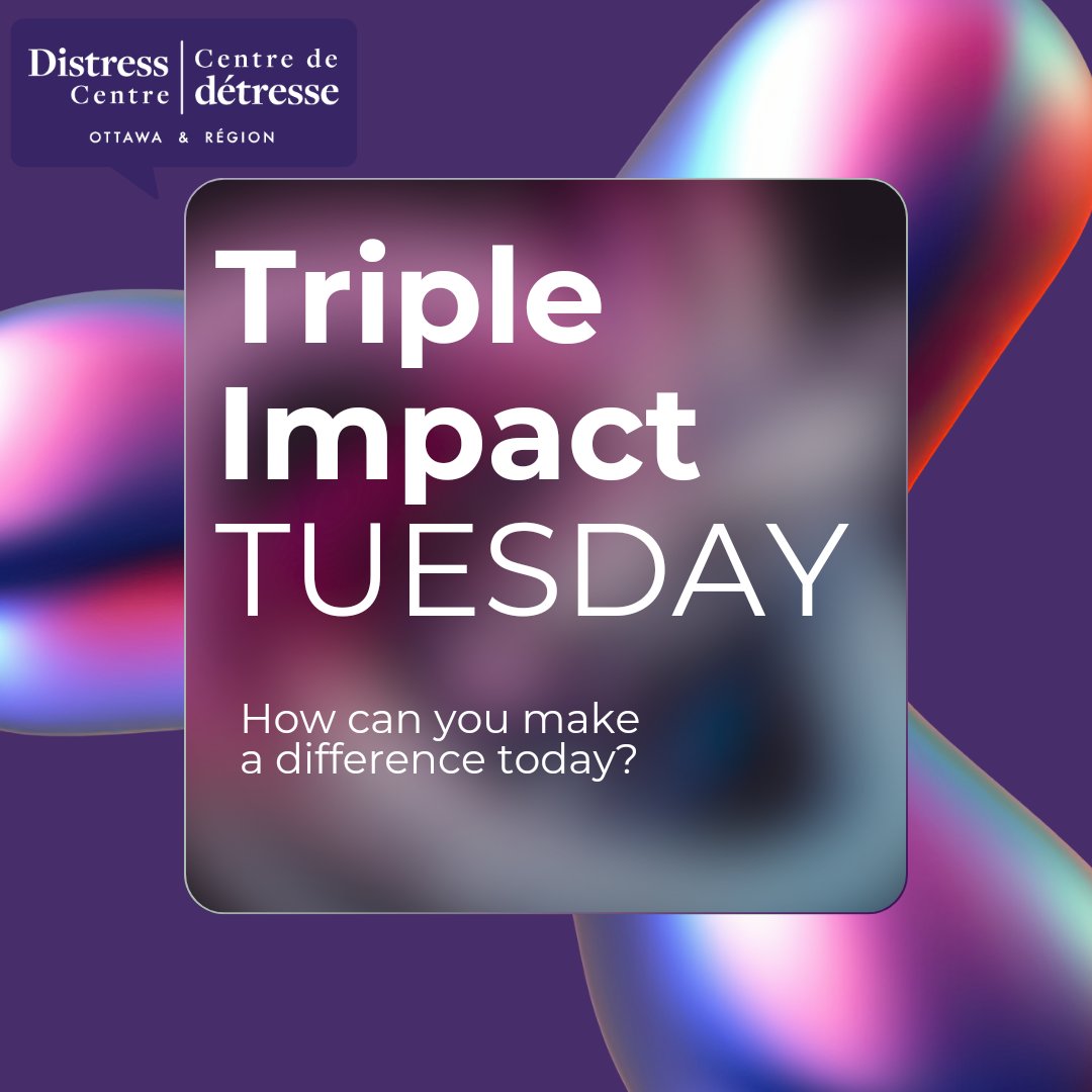 Volunteer, donate or share this post! Let us know how you make your impact today in the comments! 

#volunteer #donate #share #tripleimpacttuesday #distresscentreottawa
