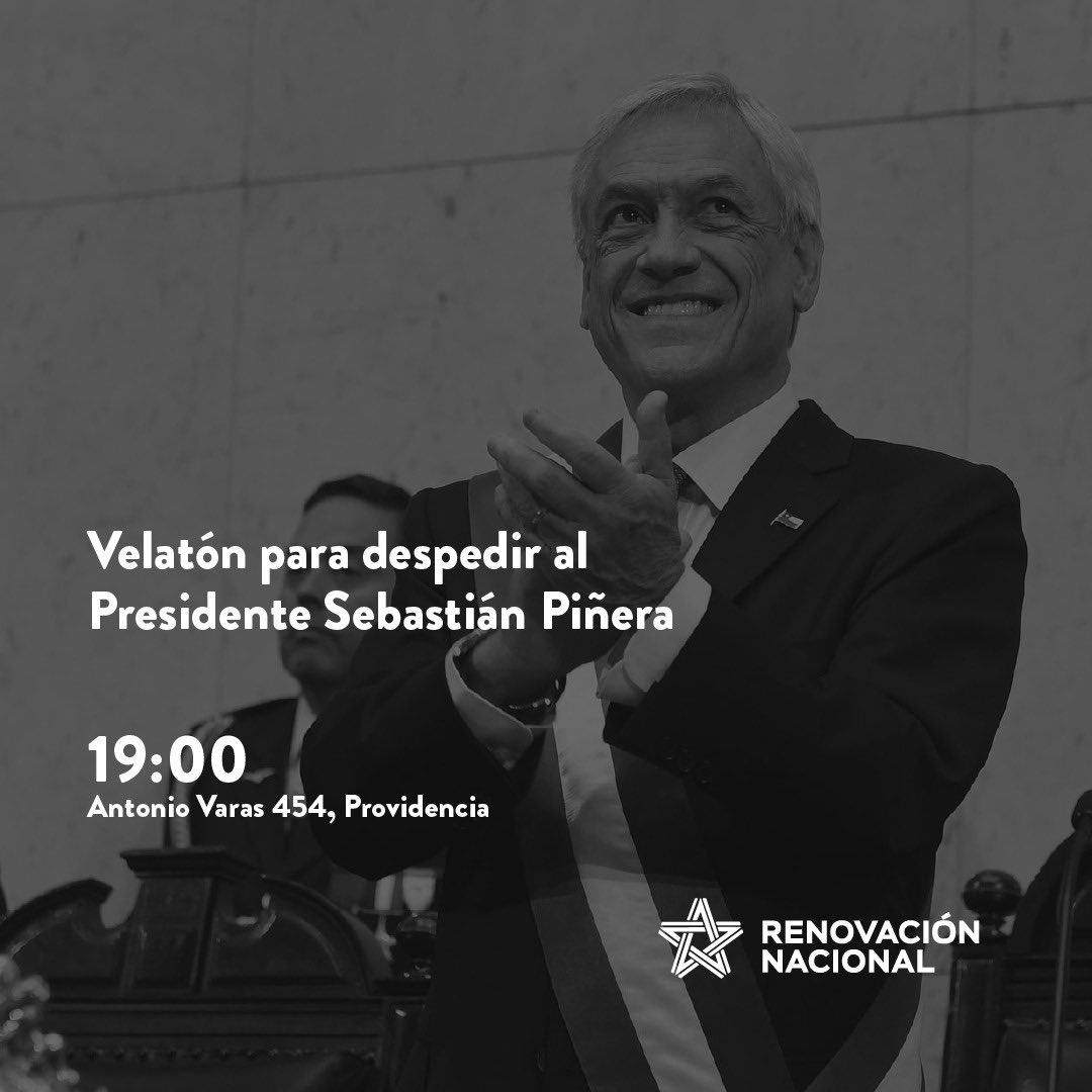 A todos quienes quieran recordar al ex Presidente Sebastián Piñera, los esperamos a las 19 horas en la sede de RN.