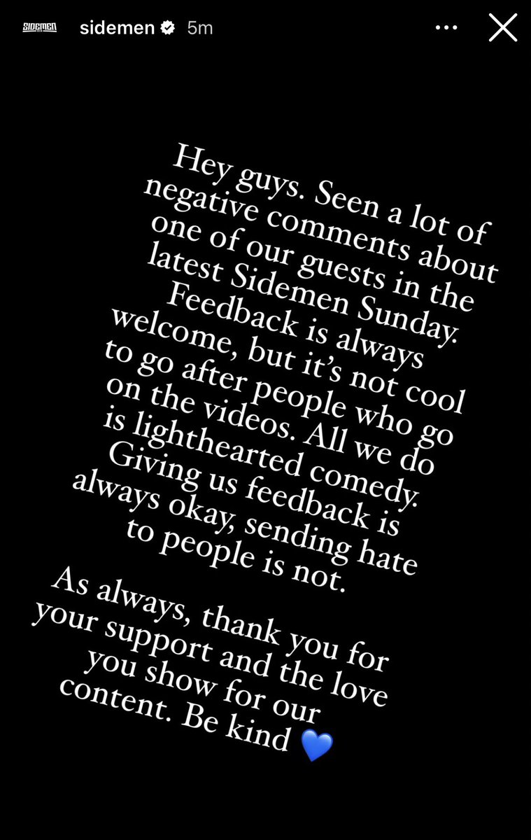 PostlightX's tweet photo. Sidemen address the hate towards one of their fans from the recent Sidemen Sunday. https://t.co/ZQJEX4TqIi