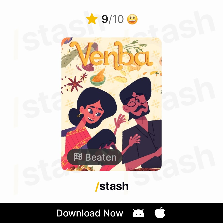 LariReche's tweet photo. Venba (2023) 
9/10 ★★★★★★★★★☆

Stash: https://t.co/TZX8q2v8z9

@StashTrackGames https://t.co/sjH94sNLCV