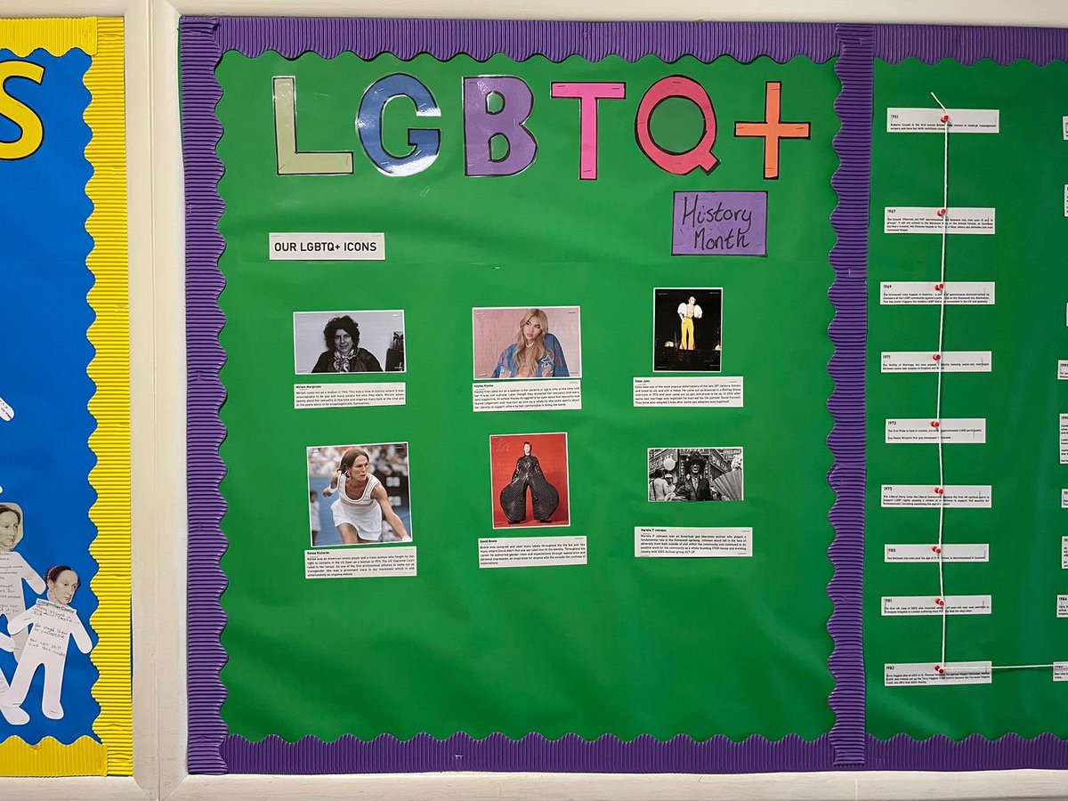 The PRIDE club &amp; Miss Mackie have created a display to celebrate LGBTQ+ History Month! Come along to F9 to learn about some LGBTQ+ icons! 🏳️‍🌈⚧️🏳️‍⚧️