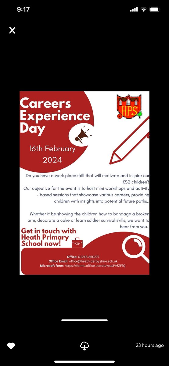 After a change in circumstances, one of our volunteers has had to drop out of our careers day, meaning a space is available. 
If you are interested, please get in touch! <a href="/HPSDerbyshire/">Heath Primary</a>
