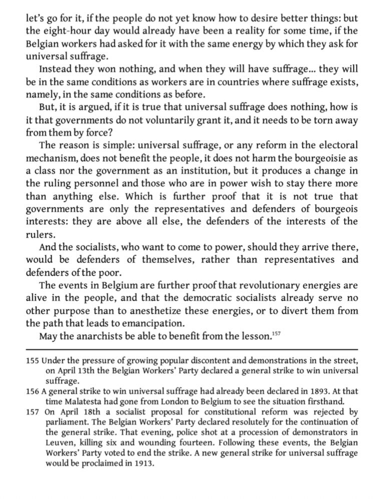 MattCrossin's tweet photo. Enjoying the latest volume of Malatesta’s collected works - in this piece he succinctly dismantles the ridiculous thinking underlying the ‘inside outside’ strategy of using direct action to elect and then support a socialist party in power: https://t.co/5EMAJb1Dob