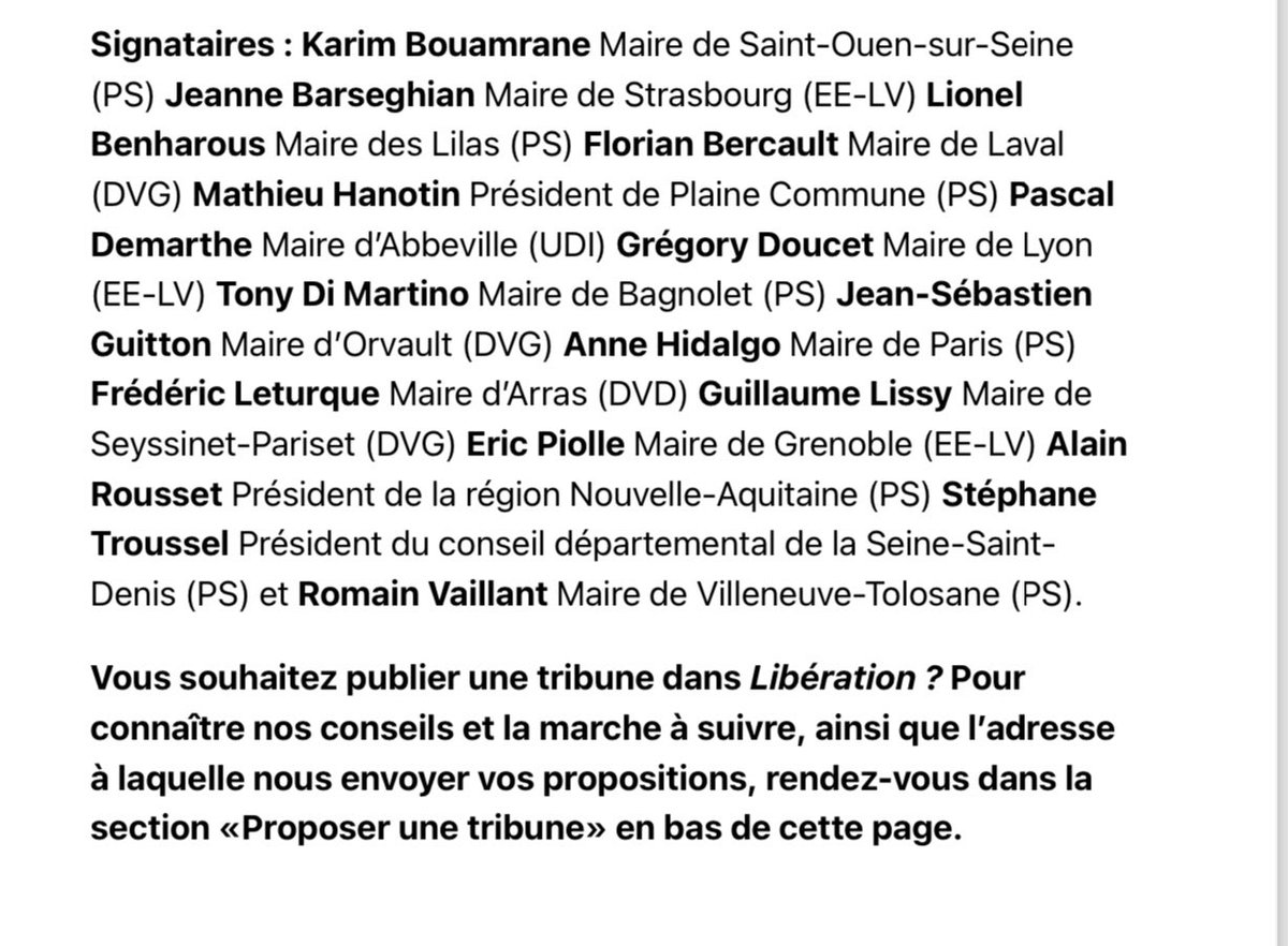 Avec cette tribune dans <a href="/libe/">Libération</a>, Maires et Présidents de collectivités, nous nous engageons pour la généralisation du #CongéMenstruel et demandons une loi pour entériner ce droit fondamental pour les femmes dans notre pays ! Merci aux élus signataires ! 

▶️bit.ly/49oZhPV